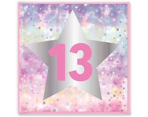 15cm AGE 13 PINK  BIRTHDAY CARD 12S