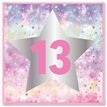 15cm AGE 13 PINK  BIRTHDAY CARD 12S