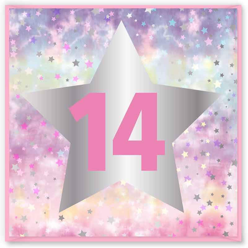 15cm AGE 14 PINK BIRTHDAY CARD 12S