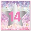 15cm AGE 14 PINK BIRTHDAY CARD 12S