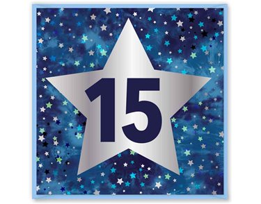 15cm AGE 15 BLUE BIRTHDAY CARD 12S