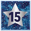 15cm AGE 15 BLUE BIRTHDAY CARD 12S