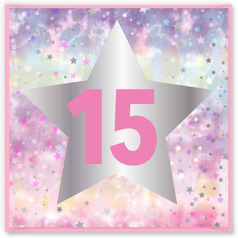 15cm AGE 15 PINK BIRTHDAY CARD 12S