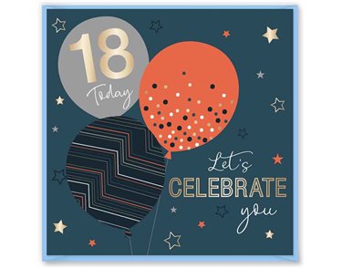 15cm AGE 18 BLUE BIRTHDAY CARD 12S