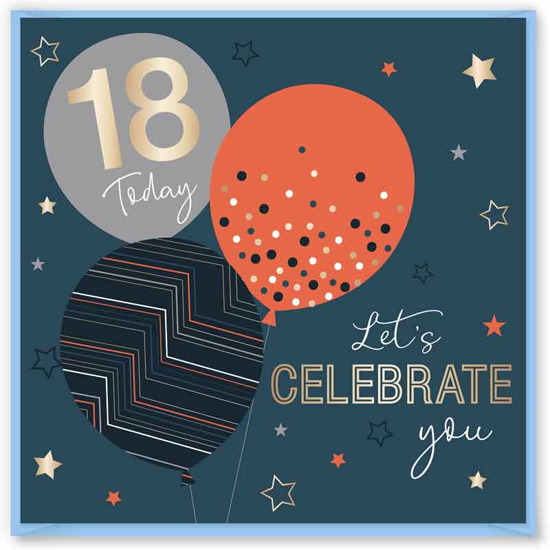 15cm AGE 18 BLUE BIRTHDAY CARD 12S