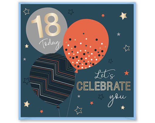 15cm AGE 18 BLUE BIRTHDAY CARD 12S