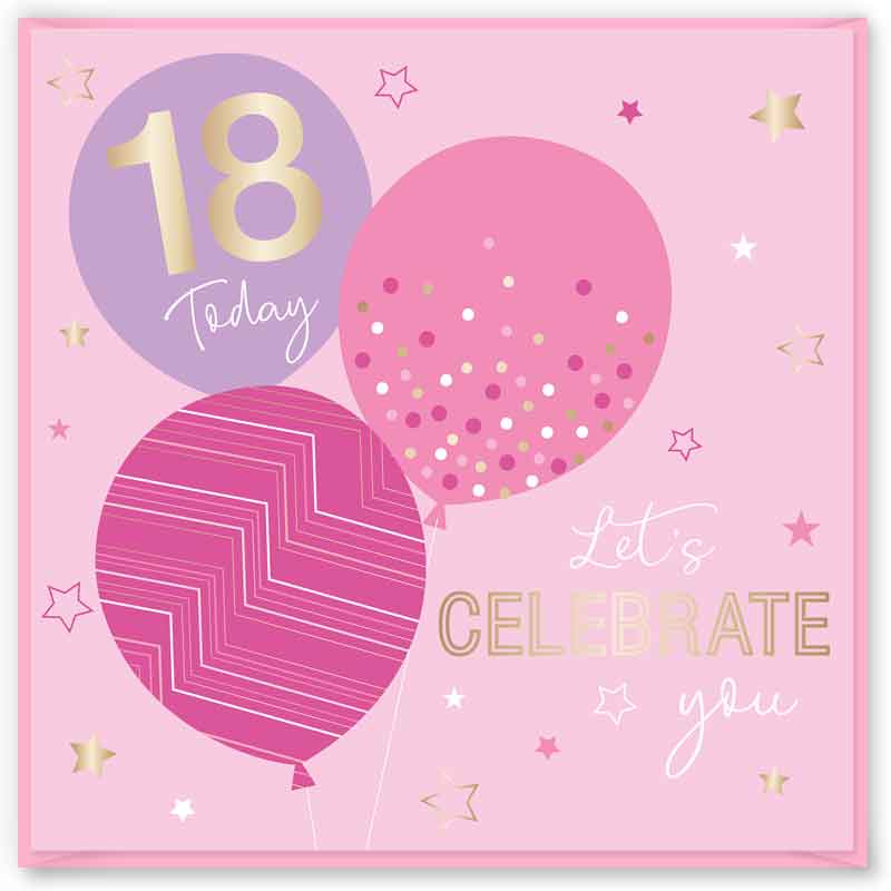 15cm AGE 18 PINK BRITHDAY  CARD 12S
