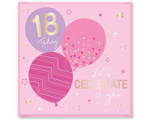 15cm AGE 18 PINK BRITHDAY  CARD 12S