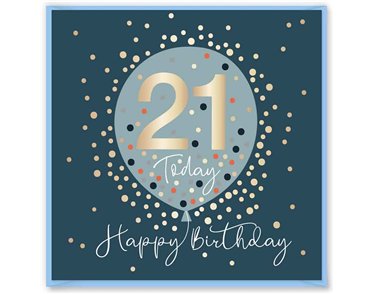 15cm AGE 21 BLUE BIRTHDAY CARD 12S
