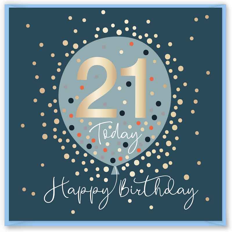 15cm AGE 21 BLUE BIRTHDAY CARD 12S