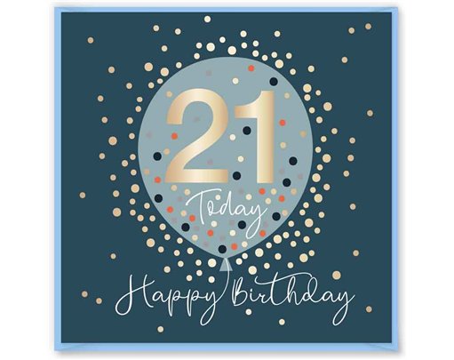 15cm AGE 21 BLUE BIRTHDAY CARD 12S