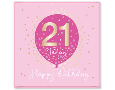 15cm AGE 21 PINK  BIRTHDAY CARD 12S