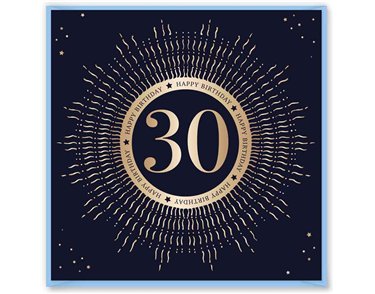 15cm AGE 30 BLUE BIRTHDAY CARD 12S
