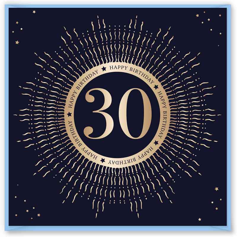 15cm AGE 30 BLUE BIRTHDAY CARD 12S