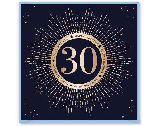 15cm AGE 30 BLUE BIRTHDAY CARD 12S