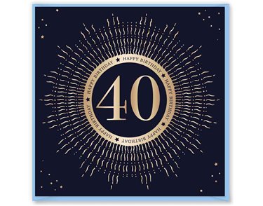 15cm AGE 40 BLUE BIRTHDAY CARD 12S