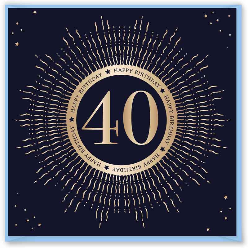 15cm AGE 40 BLUE BIRTHDAY CARD 12S