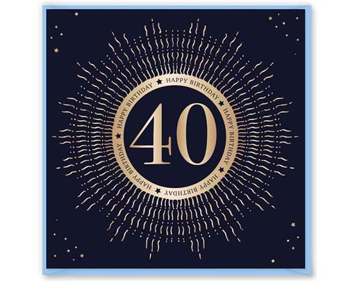 15cm AGE 40 BLUE BIRTHDAY CARD 12S