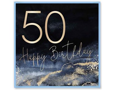 15cm AGE 50 BLUE BIRTHDAY CARD 12S