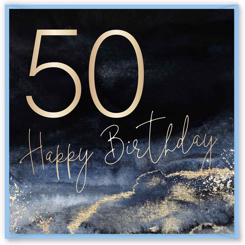 15cm AGE 50 BLUE BIRTHDAY CARD 12S