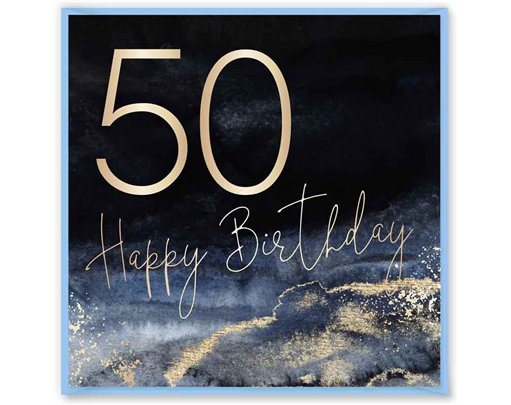 15cm AGE 50 BLUE BIRTHDAY CARD 12S
