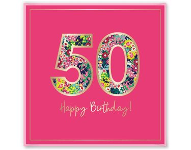 15cm AGE 50 PINK BIRTHDAY CARD 12S