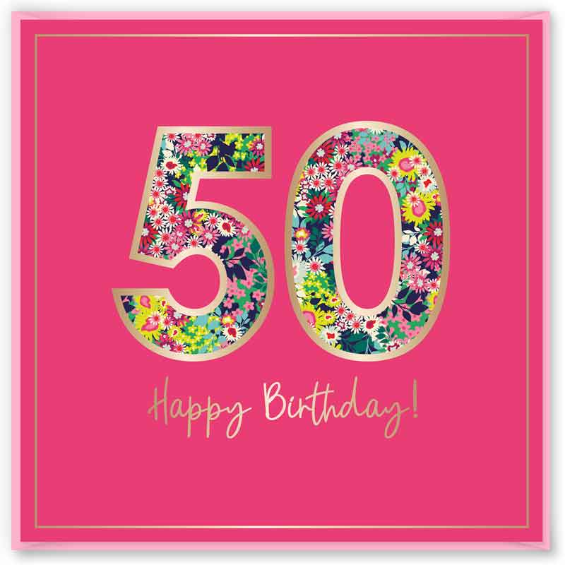15cm AGE 50 PINK BIRTHDAY CARD 12S