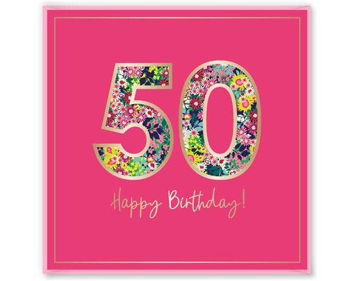 15cm AGE 50 PINK BIRTHDAY CARD 12S