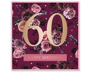 15cm AGE 60 PINK BIRTHDAY CARD 12S