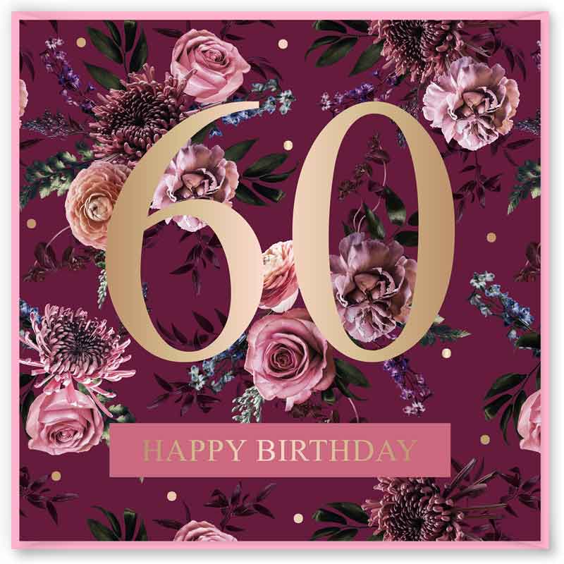 15cm AGE 60 PINK BIRTHDAY CARD 12S