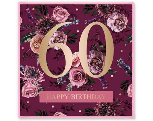 15cm AGE 60 PINK BIRTHDAY CARD 12S