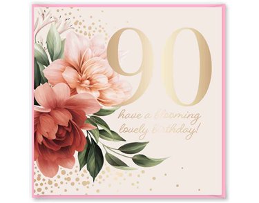15cm AGE 90 FLORAL BIRTHDAY CARD 12S