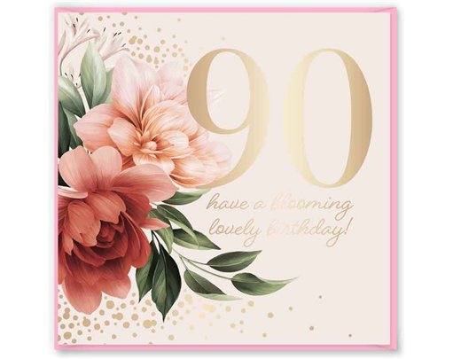 15cm AGE 90 FLORAL BIRTHDAY CARD 12S
