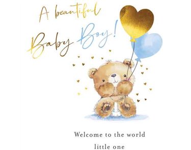 C50 BABY BOY CONGRATS FUZZY FRIENDS PICCADILLY GREETINGS 6S