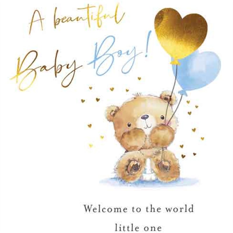 C50 BABY BOY CONGRATS FUZZY FRIENDS PICCADILLY GREETINGS 6S