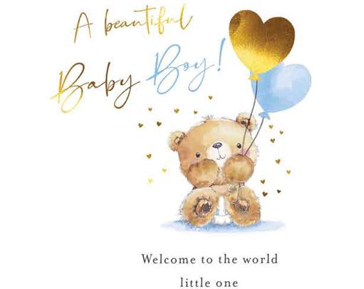 C50 BABY BOY CONGRATS FUZZY FRIENDS PICCADILLY GREETINGS 6S