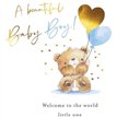 C50 BABY BOY CONGRATS FUZZY FRIENDS PICCADILLY GREETINGS 6S