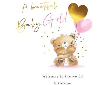 C50 BABY GIRL CONGRATS FUZZY FRIENDS PICCADILLY GREETINGS 6S