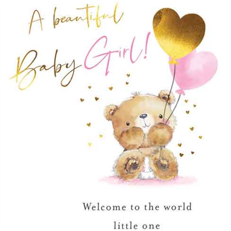 C50 BABY GIRL CONGRATS FUZZY FRIENDS PICCADILLY GREETINGS 6S