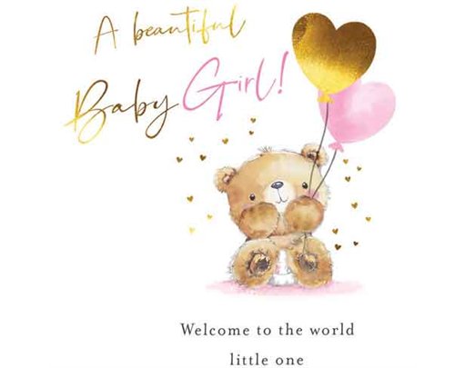 C50 BABY GIRL CONGRATS FUZZY FRIENDS PICCADILLY GREETINGS 6S