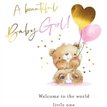 C50 BABY GIRL CONGRATS FUZZY FRIENDS PICCADILLY GREETINGS 6S