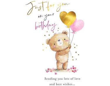 C50 BALLOONS BEAR FEMALE BIRTHDAY FUZZY FRIENDS PICCADILLY GREETINGS 6S
