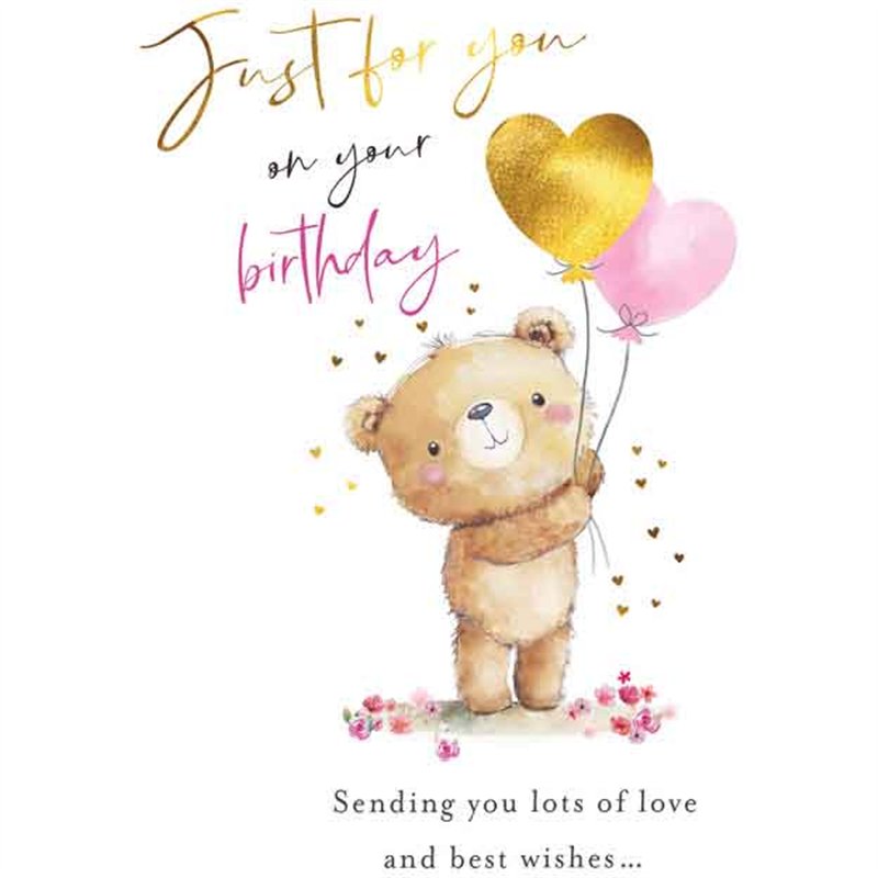 C50 BALLOONS BEAR FEMALE BIRTHDAY FUZZY FRIENDS PICCADILLY GREETINGS 6S