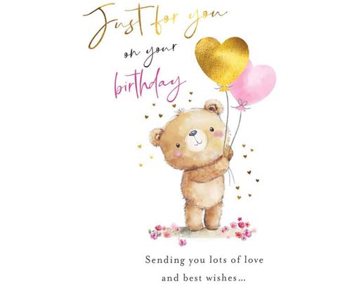 C50 BALLOONS BEAR FEMALE BIRTHDAY FUZZY FRIENDS PICCADILLY GREETINGS 6S