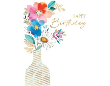 C50 VASE FLOWERS BIRTHDAY FEMALE LIMELIGHT PICCADILLY GREETINGS 6S