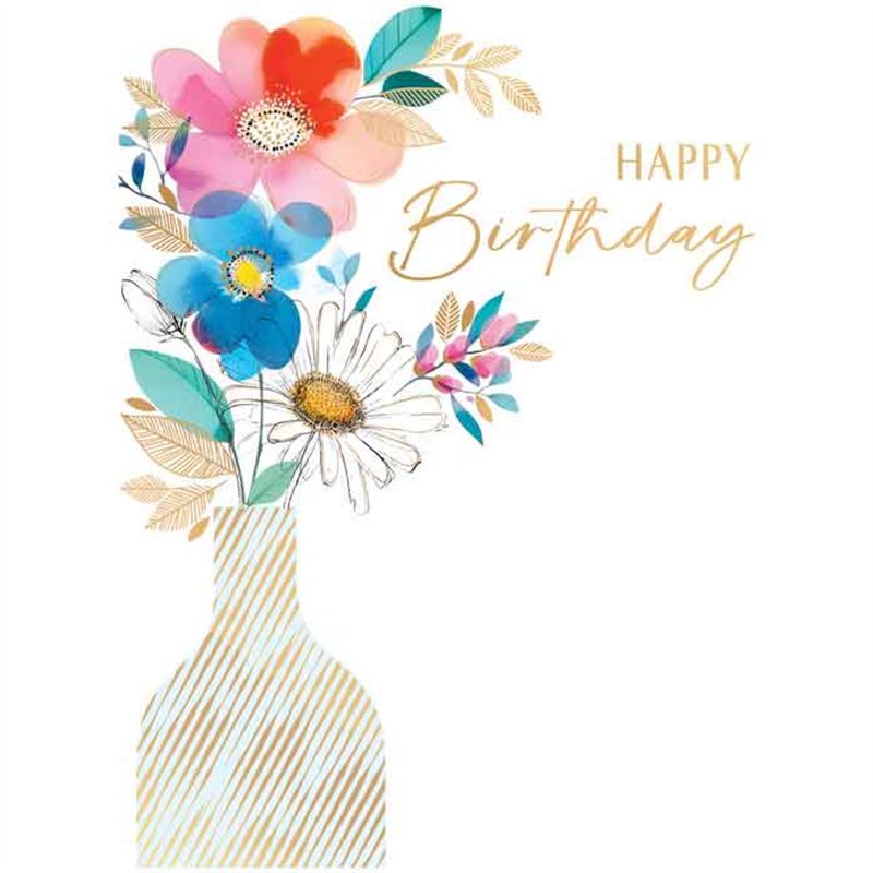 C50 VASE FLOWERS BIRTHDAY FEMALE LIMELIGHT PICCADILLY GREETINGS 6S