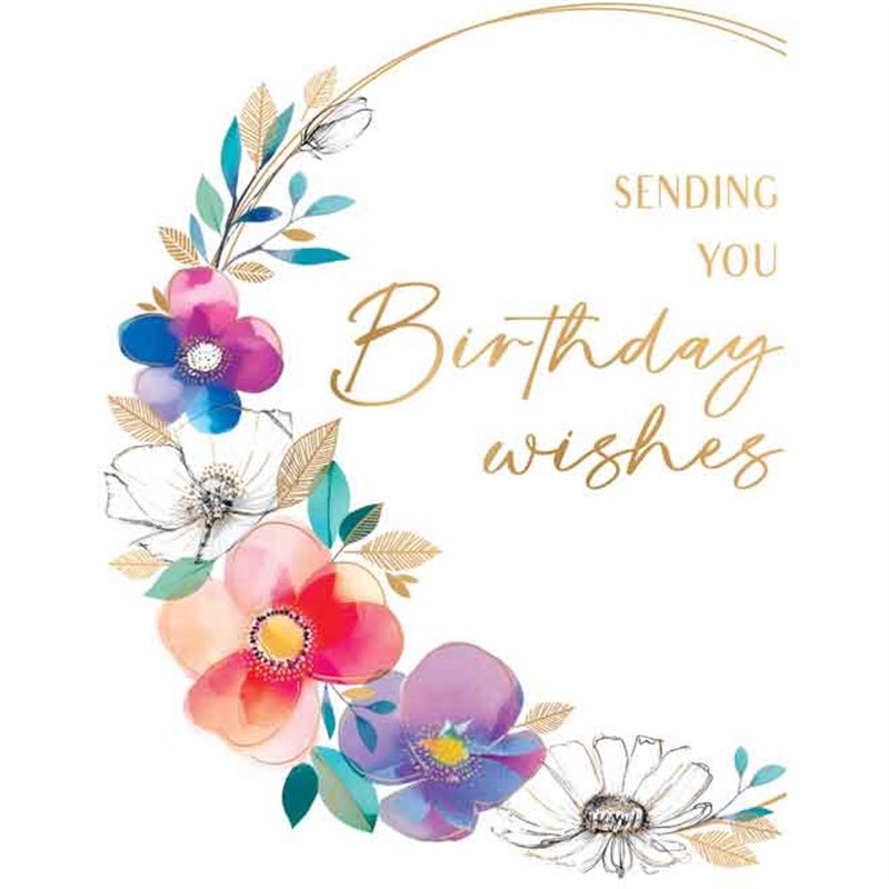 C50 FLOWER WREATH BIRTHDAY FEMALE LIMELIGHT PICCADILLY GREETINGS 6S