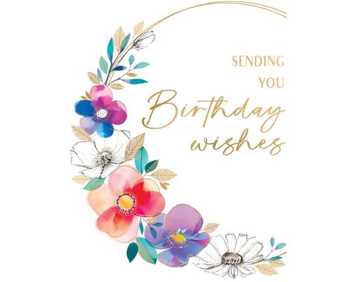 C50 FLOWER WREATH BIRTHDAY FEMALE LIMELIGHT PICCADILLY GREETINGS 6S