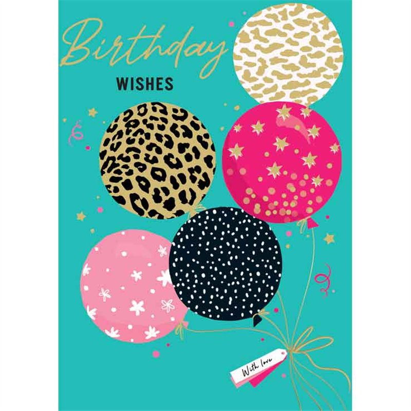 C50 BALLOONS BIRTHDAY FEMALE LIMELIGHT PICCADILLY GREETINGS 6S