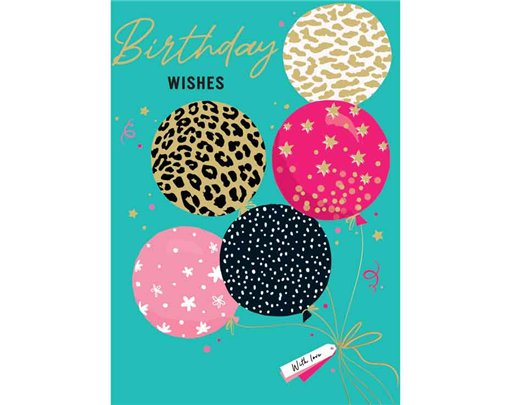 C50 BALLOONS BIRTHDAY FEMALE LIMELIGHT PICCADILLY GREETINGS 6S